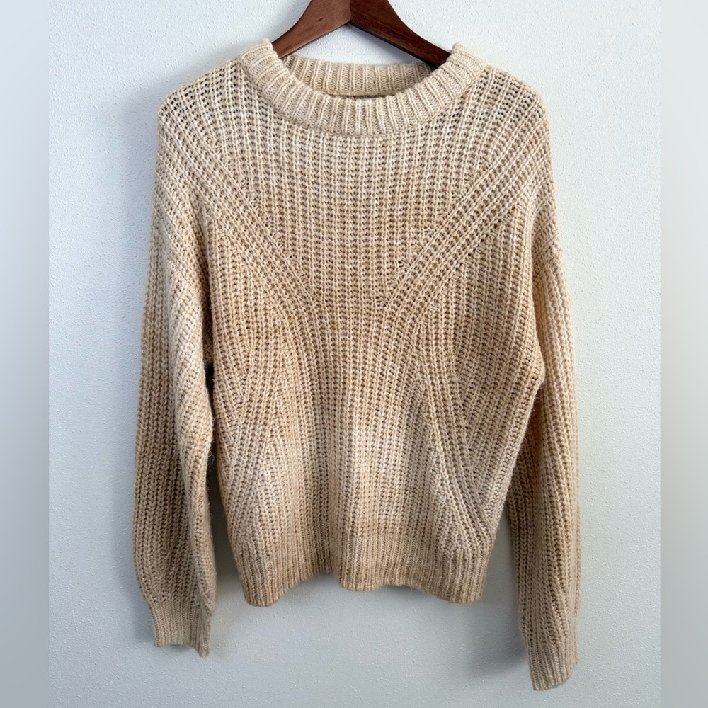 A New Day Chunky Waffle Knit Sweater Cream Pullover Women’s Medium